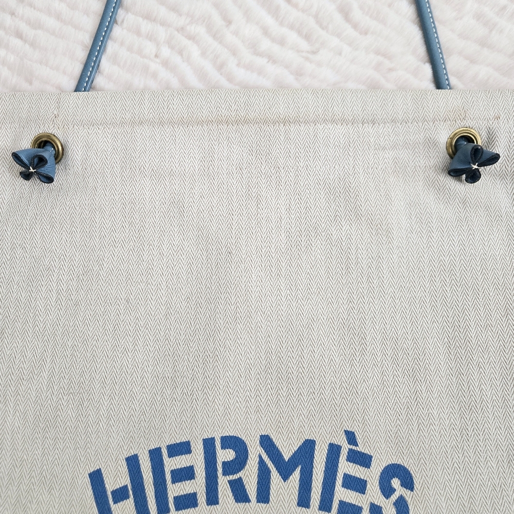 Authentic HERMÈS Large Grooming  Satchel Herringbone Canvas Weekender‎ Bag - Picture 6 of 13
